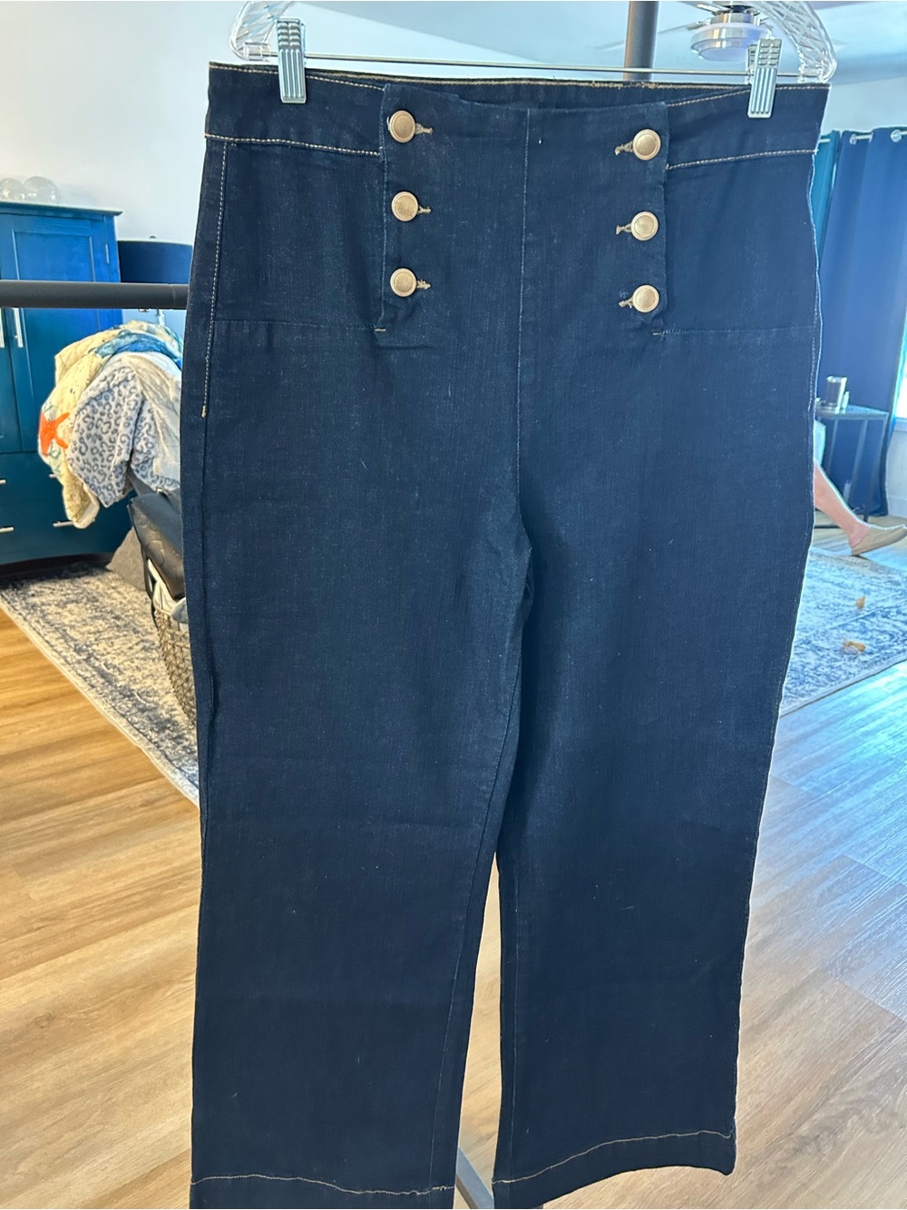 Woman’s  Navy Button-Front Sailor Pants